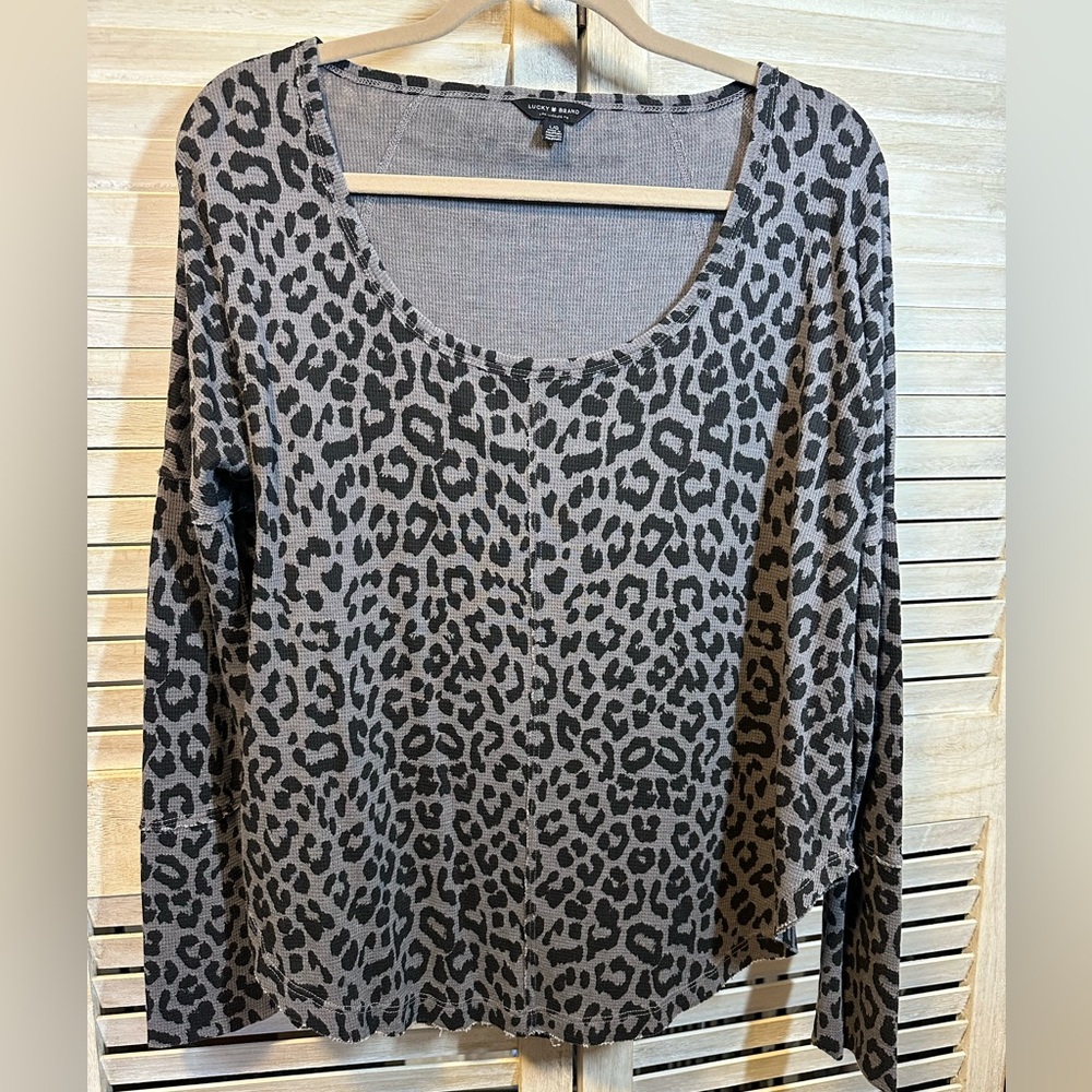 Lucky Brand Cheetah Print Thermal Top